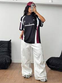 Coolane Women Letter Print Round Neck Short Sleeve Casual  Jersey T-Shirt, Summer - Multicolor - View 4