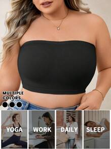 SHEIN 3 Stücke Frauen Große Größen Komfort nahtloser BH Set ohne Bügel