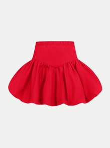 SHEIN 女士时尚百搭梭织风景松紧腰休闲短裤 - 紅色 - 查看 2