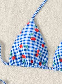 Swim Mod 2pcs Women's New Summer Swimwear Set, Halter Neck Triangle Top & Tie Side Bottoms, Bikini Set For Vacation