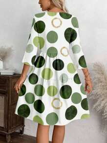 EMERY ROSE 女士休闲简约圆领 3/4 袖夏季连衣裙 - 彩色 - 查看 5