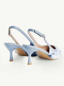 CUCCOO CHICEST Women's Lace Mesh Pointed Toe Stiletto High Heel Pumps, Suitable For Wedding Party - Blue - View 10