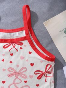 两件套女童蝴蝶结吊带背心和内裤套装，可爱内衣，适合正在发育的女孩，圣诞节礼物 - 彩色 - 查看 4