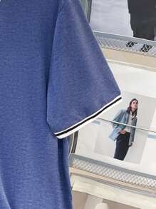 SHEIN 2件套青少年男童休闲舒适撞色 Polo 衫和短裤套装