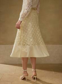 MOTF PREMIUM RUFFLE HEM RHINESTONE DETAIL SKIRT - Yellow - View 3