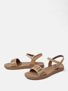 Styleloop Women Summer New Holiday Style Flat Sandals | Soft & Comfortable | Strap Design | Non-Slip & Lightweight - Brown - View 5