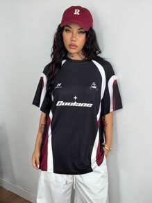 Coolane Women Letter Print Round Neck Short Sleeve Casual  Jersey T-Shirt, Summer - Multicolor - View 6