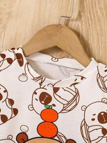 GraphicGems Conjunto de camiseta de manga corta y pantalones cortos cómodos y sencillos con estampado de capibaras para bebés niños, ideal para primavera/verano