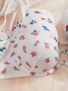 SHEIN 3 Stücke Damen-Unterwäsche-Set mit Ditsy-Blume Muster und Bügel