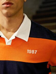 SWAVVY Men's Knit Casual Daily Young Relaxed Loose Short Sleeve Button-Up Polo Shirt Style, School - Multicolor - View 4