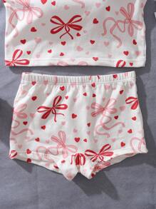 两件套女童蝴蝶结吊带背心和内裤套装，可爱内衣，适合正在发育的女孩，圣诞节礼物 - 彩色 - 查看 6