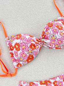 Swim Mod Women's Vacation Twist Tie Back Sexy Bikini Set For Summer - Orange - View 4