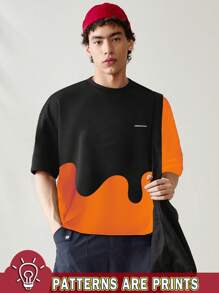 SWAVVY Camiseta suelta informal de hombre en patchwork y bloques de color - Multicolor - Ver 1