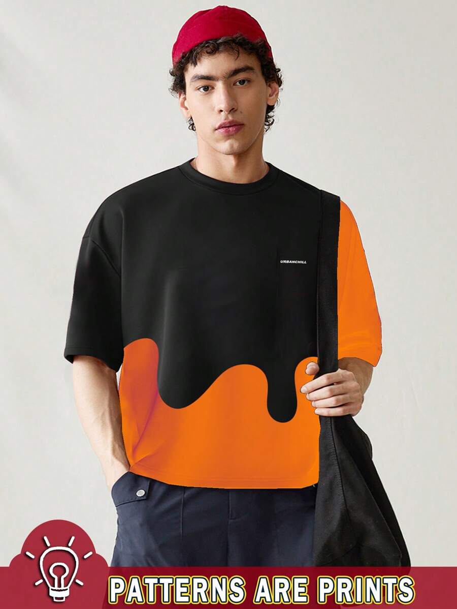 SWAVVY Camiseta suelta informal de hombre en patchwork y bloques de color - Multicolor - Ver 1