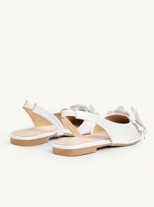 CUCCOO CHICEST Giày bệt mũi nhọn họa tiết hoa 3D màu trắng thời trang thanh lịch và thoải mái cho nữ - trắng - Xem 11