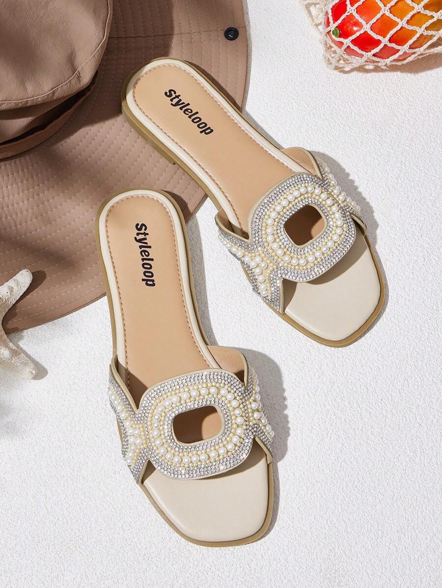 Styleloop Women's Flat Sandals, Boho Style, Retro American, Bohemian, Western Music Festival, Party Outfit For Christmas - Beige - View 1