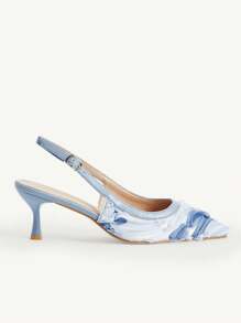 CUCCOO CHICEST Women's Lace Mesh Pointed Toe Stiletto High Heel Pumps, Suitable For Wedding Party - Blue - View 4