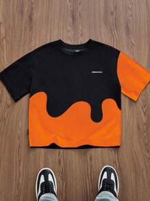 SWAVVY Camiseta suelta informal de hombre en patchwork y bloques de color - Multicolor - Ver 3