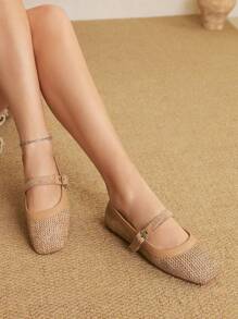 Styleloop Women's Outdoor Round Toe Woven Mesh Flat Sandals, Brown Color, Fashion Simple Comfortable Breathable Buckle Strap Flats