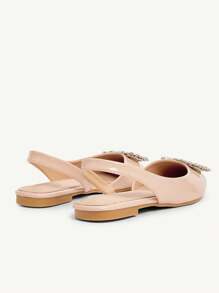 CUCCOO CHICEST Apricot Pointed Toe Rhinestone Decor Casual Flats, Elegant Lady Office Slip-On Shoes - Apricot - View 10