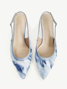 CUCCOO CHICEST Women's Lace Mesh Pointed Toe Stiletto High Heel Pumps, Suitable For Wedding Party - Blue - View 6