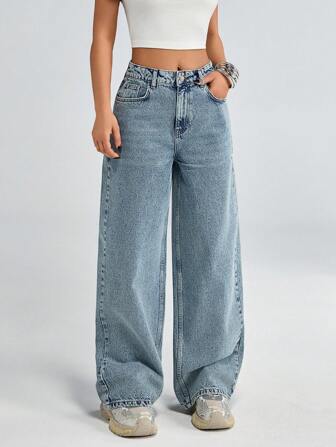 SHEIN High Waist Wide Leg Woman Denim Jean Women S Clothes Women Clothing Y2k Woman S Summer Clothes Women S Bottoms