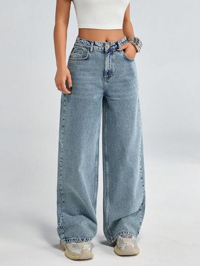 EURMUSE High Waist Wide Leg Woman Denim Jean Women S Clothes Women Clothing Y2k Woman S Summer Clothes Women S Bottoms