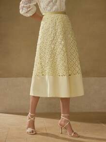 MOTF PREMIUM RUFFLE HEM RHINESTONE DETAIL SKIRT - Yellow - View 5