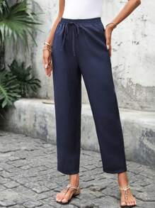 EMERY ROSE Quần ống loe màu trơn thường ngày cho nữ đi nghỉ mát, quần mùa hè, quần áo mùa thu cho nữ - Màu xanh lam - Xem 6