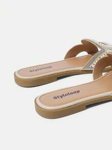 Styleloop Women's Flat Sandals, Boho Style, Retro American, Bohemian, Western Music Festival, Party Outfit For Christmas - Beige - View 4