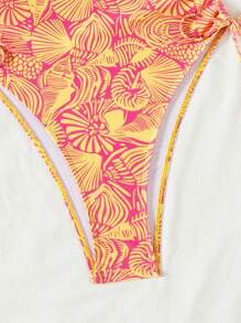 Swim Mod 女士夏季海滩度假印花细肩带露背镂空系带侧边连体泳衣 - 彩色 - 查看 8