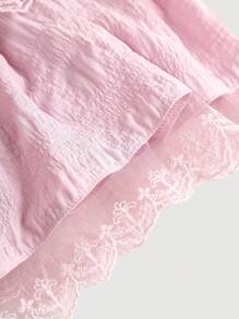 SHEIN MOD Women's Solid Color Ruffle Hem Short A-Line Skirt - Pink - View 4