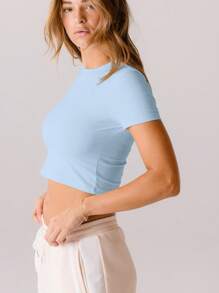 Aralina Classic White Fitted Everyday Essential Brushed Crop Top