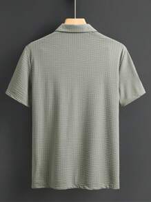 Manfinity Homme Camisa polo de manga corta de hombre de verano de color liso y textura de malla