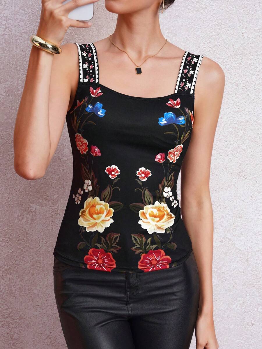 Lavishia Ladies  Printed Slim Fit Camisole Cami Top - Multicolor - View 1