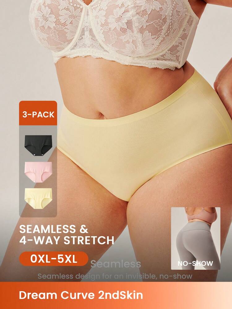 Plus 3-Pack Seamless High-Waist Briefs