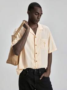 Ontre New 2025 Men's Summer Wear, Suitable For Beach Vacation, Club, Teacher Uniforms, Country Music Festival, Street Style, Stockholm-Inspired, Independence Day, Men's Short Sleeve Solid Color Fashion Shirts For Summer