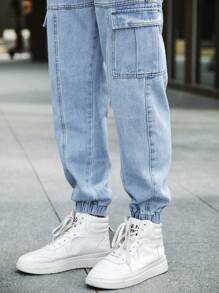 Manfinity Homme Loose Fit Men's Cotton Flap Pocket Side Jogger Jeans Going Out Hang Out Work College Work