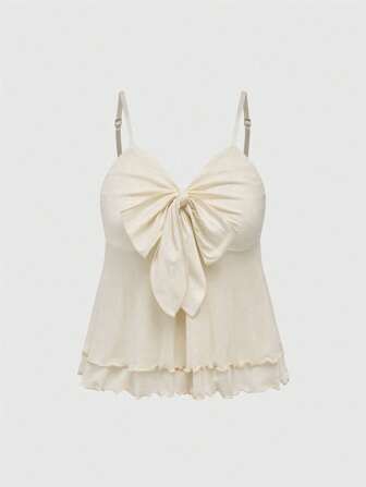 Goth Débardeur à nœud plissé de couleur unie, décontracté pour les vacances d'été