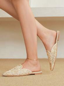 Styleloop Women's Pointed Toe Bohemian Style Fashion Flat Shoes - Apricot - View 7