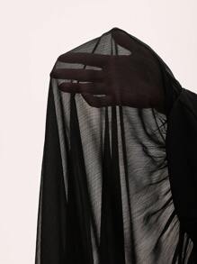 Chiquease Green Women's Simple Fitted Sleeveless Mesh Patchwork Dress - Black - View 6