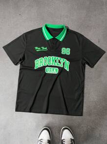 Aesthetic Post--Men's Printed Polo Shirt, Fashionable For Summer - Black - View 1