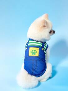 PETSIN 2 pezzi/Set Pettorina/Gilet comoda e traspirante con stampa a righe a tema cartone animato gatto e cane