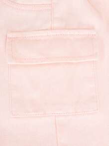 SHEIN Baby Girls Faded Wash Relaxed-Fit Denim Skirt, With Pockets, Simple & Fashionable Design For Daily Wear - Pink - View 6