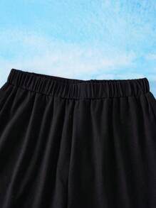 SUPERMAN X SHEIN Conjunto de camiseta de manga corta casual azul con diseño de superhéroe de dibujos animados y shorts sueltos negros para niño preadolescente - Multicolor - Ver 7