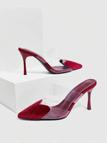 CUCCOO SZL Women's Fashionable Elegant Pointed Toe High Heel Pumps For Christmas - Burgundy - View 4