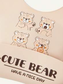 Cozy Pixies 1 件婴儿防水防尘可调节喂奶围兜，小熊卡通图案，四季皆宜