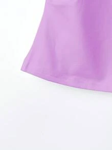 Franclia Women's Crew Neck Waist Cinch Cap Sleeve Summer Casual Purple T-Shirt