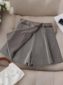 Franclia 女士直筒纹理短裤，夏季薄款休闲宽松百搭高腰短裤