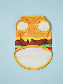 PETSIN Pet Puppy/Kitten Cartoon Burger Print Striped Suspender Pants + Breathable Cooling Vest 2pcs Set, Suitable For Cats And Dogs - Multicolor - View 11